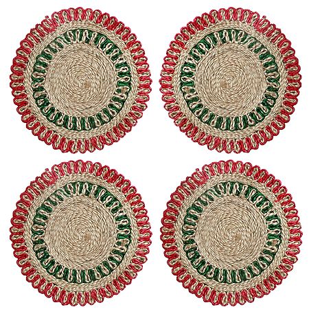 Four Hand Woven Round Jute Table Mats