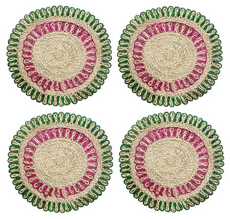 Four Hand Woven Round Jute Table Mats