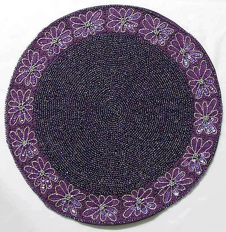 Purple Beaded Centre Table Mat