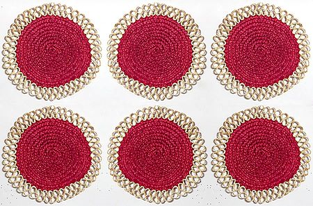 Six Hand Woven Round Dining Table Mats