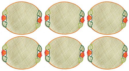 Hand Weaved Palm Leaf Table Mats with Embroidery