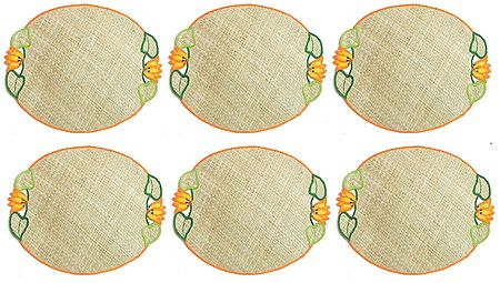 Hand Weaved Palm Leaf Table Mats with Embroidery