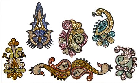 Six Multicolor Glitter Tattoos