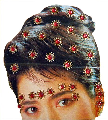 Stone Studded Stick-on Hair, Forehead and Ear Decoration for Brides
