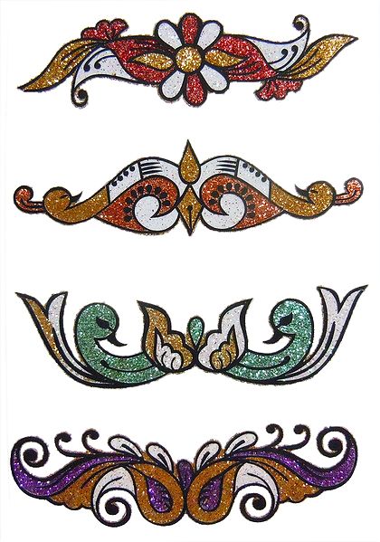 Set of 4 Multicolor Glitter Tattoos