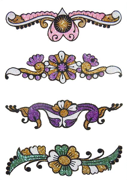 Four Multicolor Glitter Tattoos