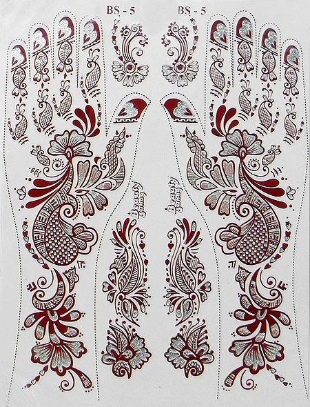 Maroon with Silver Glitter Sticker Mehendi for Hand and Body Decor