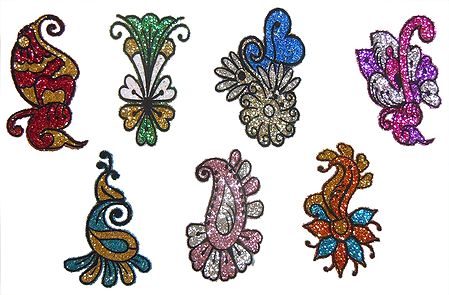 Seven Multicolor Glitter Tattoos
