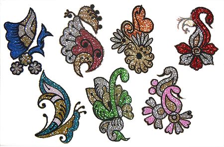 Seven Multicolor Glitter Tattoos