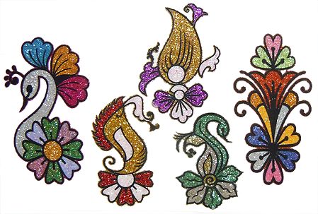 Five Multicolor Glitter Tattoos