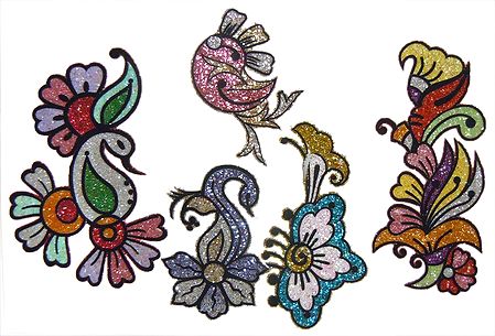 Set of 5 Multicolor Glitter Tattoos