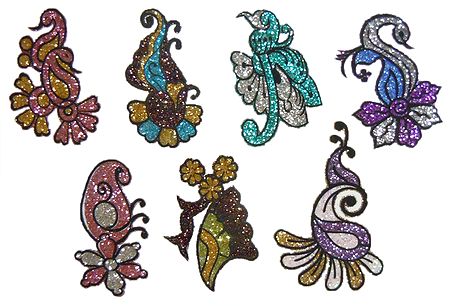 Set of 7 Multicolor Glitter Tattoos