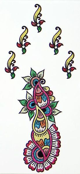 Multicolor Sticker Mehendi for Hand and Body Decor