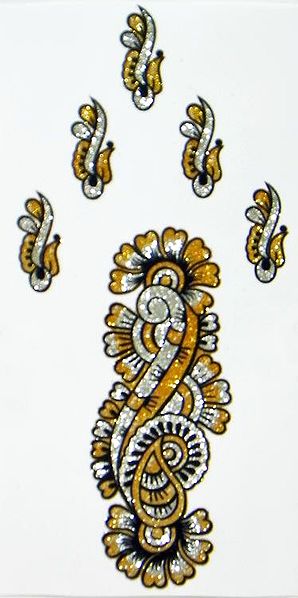 Gold and Silver Glitter Sticker Mehendi for Hand and Body Decor