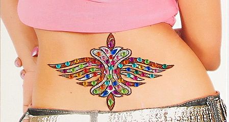Multicolor Stone Studded Waist Tattoo (Can Be used on Other Parts of the Body)