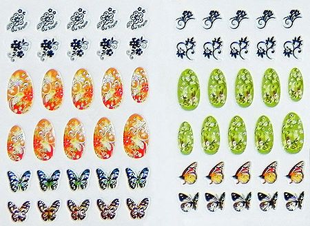 Set of 2 Printed Sheets of Decorative Sticker for Nails
