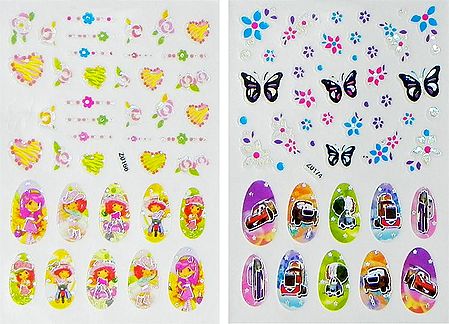 Printed Dolls and Cars Sticker for Nails