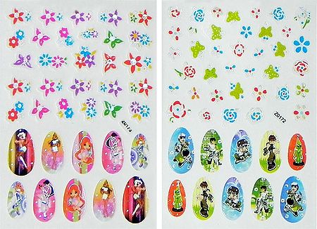 Printed Dolls and Dennis Sticker for Nails