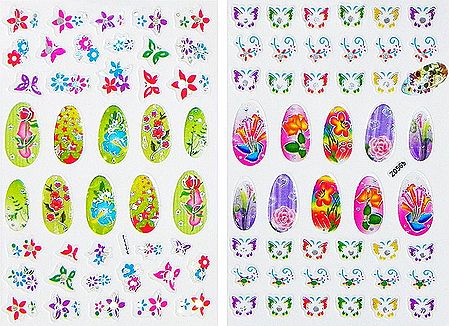 Printed Flowers Sticker for Nails