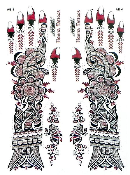Set of Maroon with Silver Glitter Sticker Mehendi for Hand and Body Decor