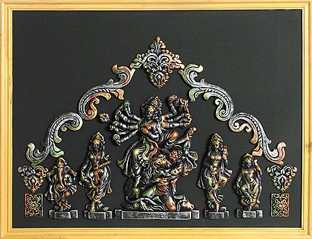 Durga Slaying Mahishasura - Wall Hanging