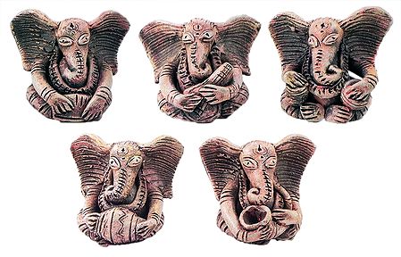 Set of 5 Musician Ganesha