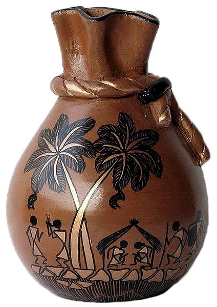Flower Vase with Warli Painting