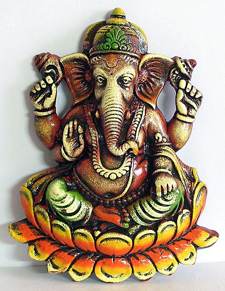 Ganesha Sitting on Lotus - Wall Hanging