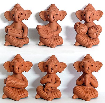 Set of Six Musician Ganesha