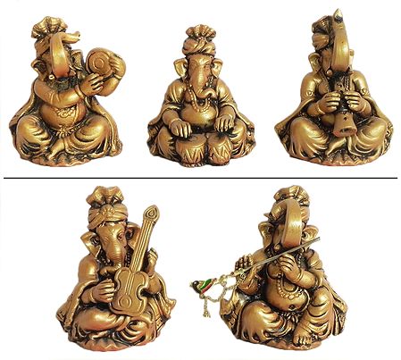 Set of Five Musician Ganesha