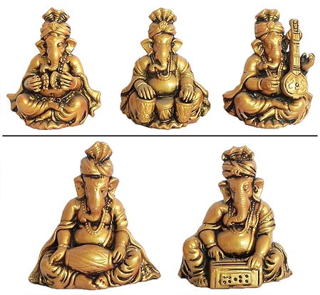 Set of Five Musician Ganesha