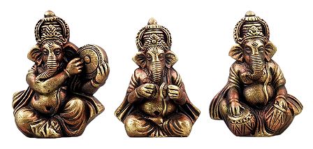 Set of 3 Musician Ganesha