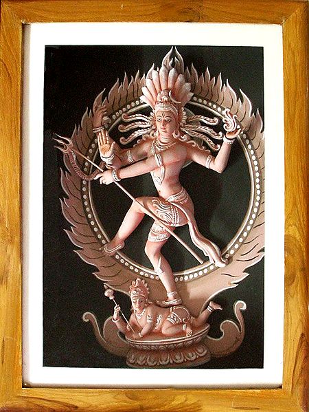 Nataraja Statue in a Glass Case - Wall Hanging