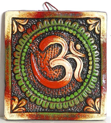 Om on Terracotta Plate - Wall Hanging