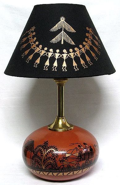 Table Lamp with Warli Painting