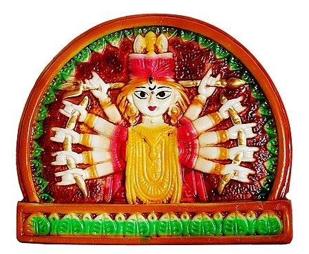 Goddess Durga - Terracotta Wall Hanging