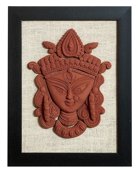 Face of Devi Durga - Terracotta Wall Hanging