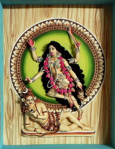 Kali Statue in a Glass Case - Wall Hanging