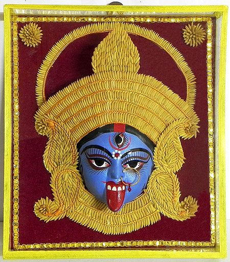 Face of Kali Decorated with Paddy Crown- Wall Hanging