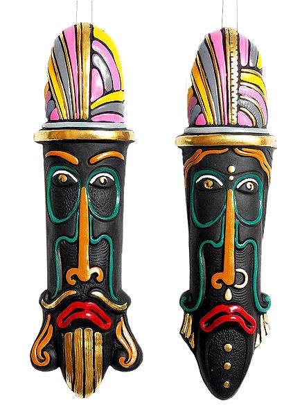 Set of 2 of African Masks - Wall Hanging