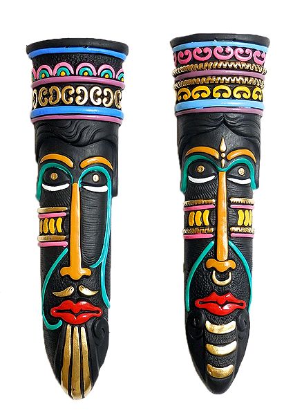 Set of 2 of African Masks - Wall Hanging