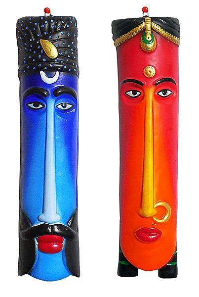 Pair of Couple Masks for Wall Decoration