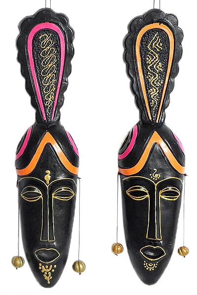 Decorative Masks of a Tribal Couple - Wall Hanging