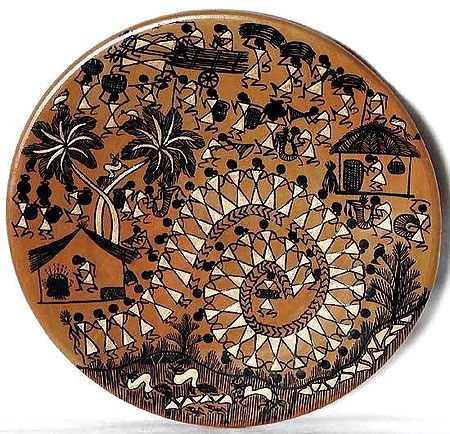 Wall Plate with Warli Painting