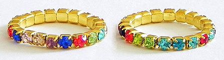 Pair of Multicolor Stone Studded Stretchable Toe Ring