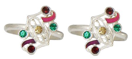 Multicolor Stone Studded Toe Ring