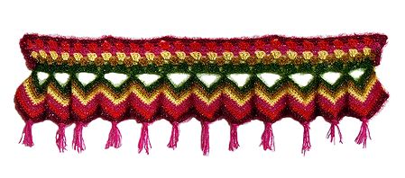 Multicolor Crocheted Woolen Door Toran - (Decorative Door Hanging)