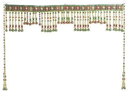 Embroidered Cloth Door Toran with Sequin and Beads - (Decorative Door Hanging)
