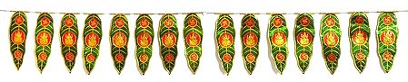 Lakshmi Print on Green Foil Paper Door Toran - (Decorative Door Hanging)