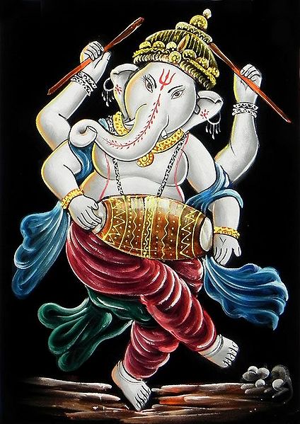 Dancing Ganesha Playing Dandia